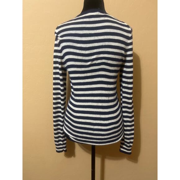 Gap Navy White Wool Blend Button Up Cardigan S Coastal Nautical Preppy Classic - Picture 3 of 8